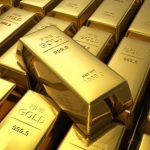 12074974 – macro view of rows of gold bars