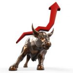 charging bull with business arrow